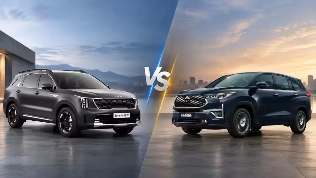 Kia Sorento Hybrid vs Toyota Innova Hycross Hybrid: कीमत, स्पेस, पावर और फीचर्स में कौन बेहतर? Kia Sorento Hybrid vs Toyota Innova Hycross Hybrid: कीमत, स्पेस, पावर और फीचर्स में कौन बेहतर?