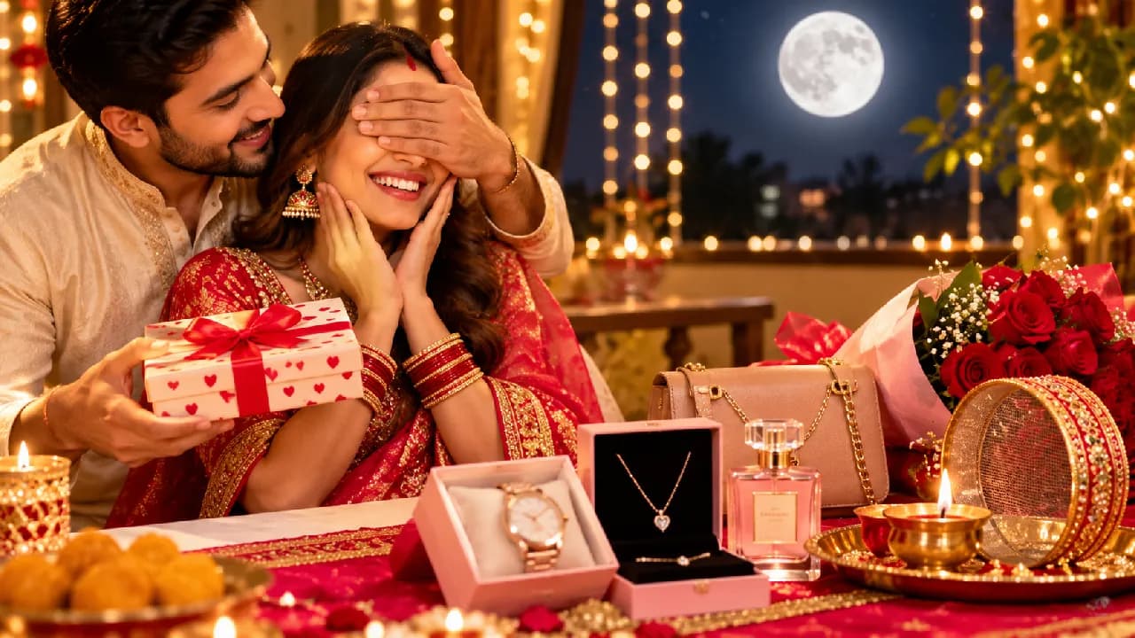 Karwa Chauth 2026 Gift Ideas for Wife: करवा चौथ पर पत्नी को दें ये 5 शानदार सरप्राइज गिफ्ट, बजट भी रहेगा कंट्रोल में Karwa Chauth 2026 Gift Ideas for Wife: करवा चौथ पर पत्नी को दें ये 5 शानदार सरप्राइज गिफ्ट, बजट भी रहेगा कंट्रोल में